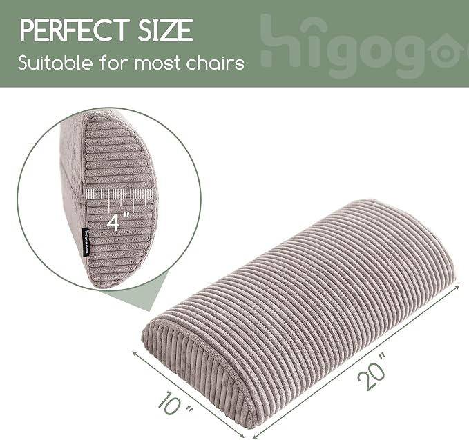 HIGOGOGO Lumbar Support Pillow for Recliner Chair/Accent Chair/Couch, Memory Foam Back Support Cushion for Elderly, Recliner Cushions for Back Rest, Pain Relief, Reading, Washable Cover, Grey - Image 2