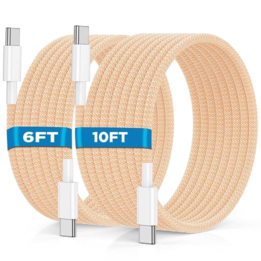 USB C to USB C Cable 6FT+10FT 2Pack 60W iPhone 17 16 15 Charger Cord Long Type C to C Cable Fast Charging for Apple iPhone 17 16 15/Pro/Pro Max/Plus/iPad Pro Air/MacBook/Air/Mini/Samsung Galaxy-Orange by UCALMA