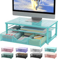 gianotter Computer Monitor Stand Riser with Drawer | Desk Organizers and Accessories Desk Accessories & Workspace Desktop Organizers Storage for Printer Stand (Blue) by gianotter