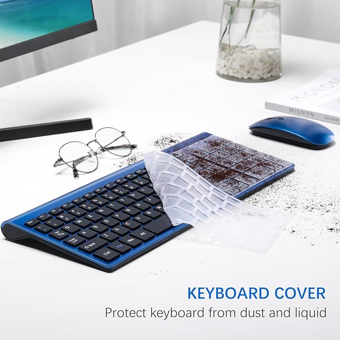 Wireless Keyboard and Mouse Ultra Slim Combo, TopMate - Blue Black | 2.4G Silent Compact 2400DPI Mouse and Scissor Switch Keyboard Set with Cover, Batteries Included, for PC/Laptop/Windows/Mac - Image 5