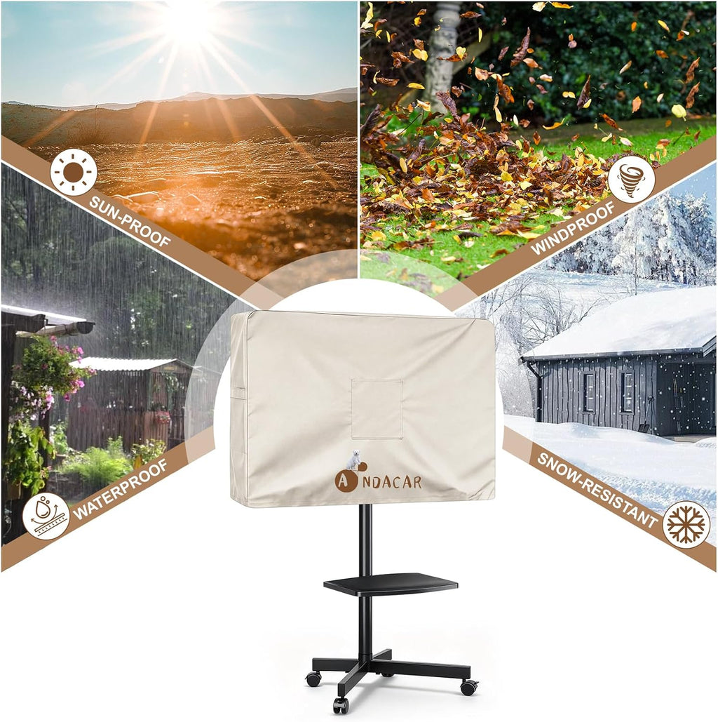 Mobile TV Stand Cover for 50 Inch Mobile TV Cart 44×7×28 In Beige - Image 7