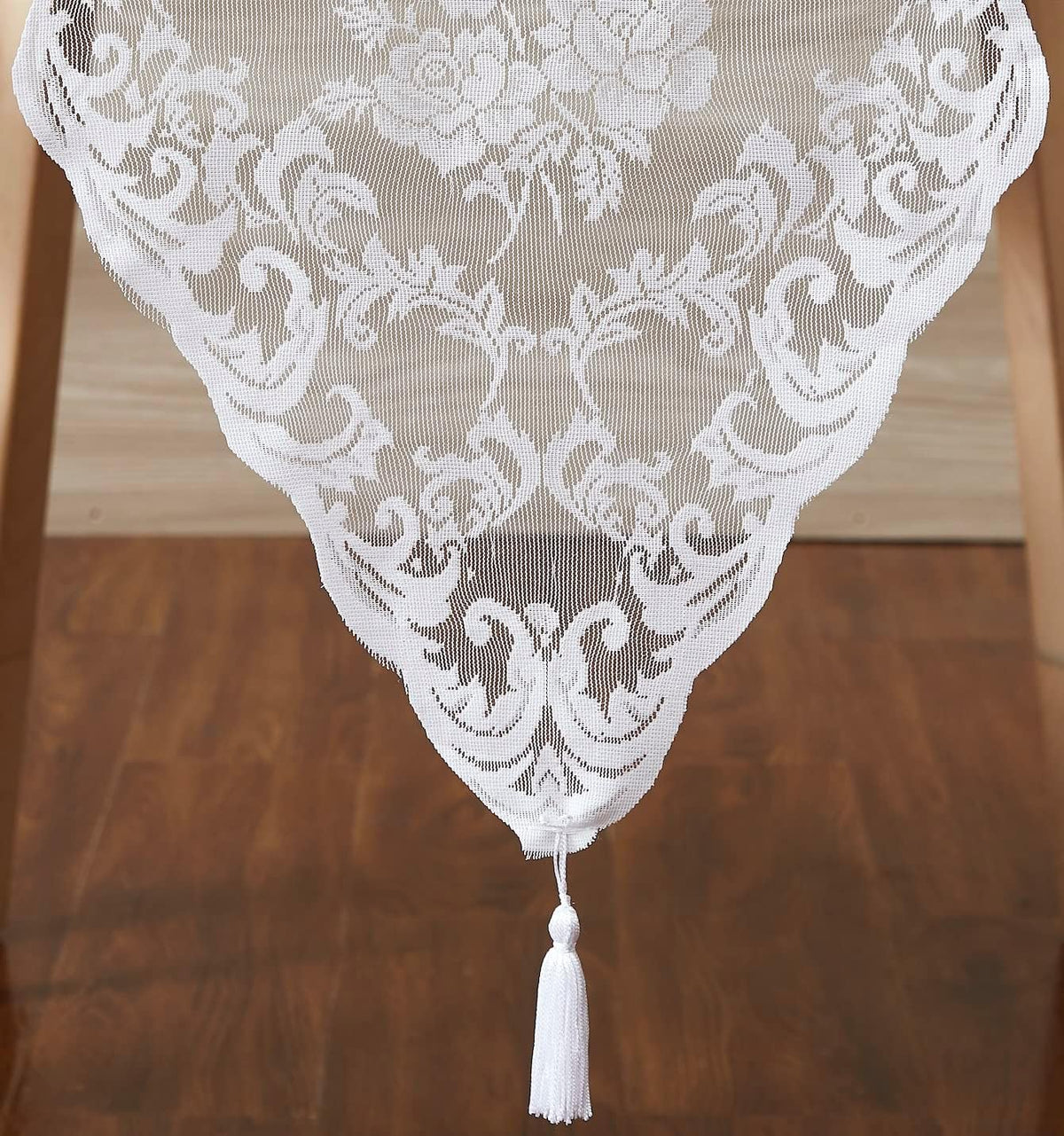 Warm Home Designs 96 Inch White Lace Wedding Table Runner. MTR White 96 - Image 3