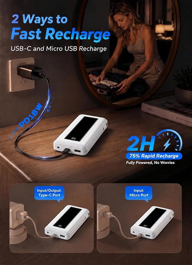 Portable Charger Power Bank 50000mAh with Built-in Cables - Image 8