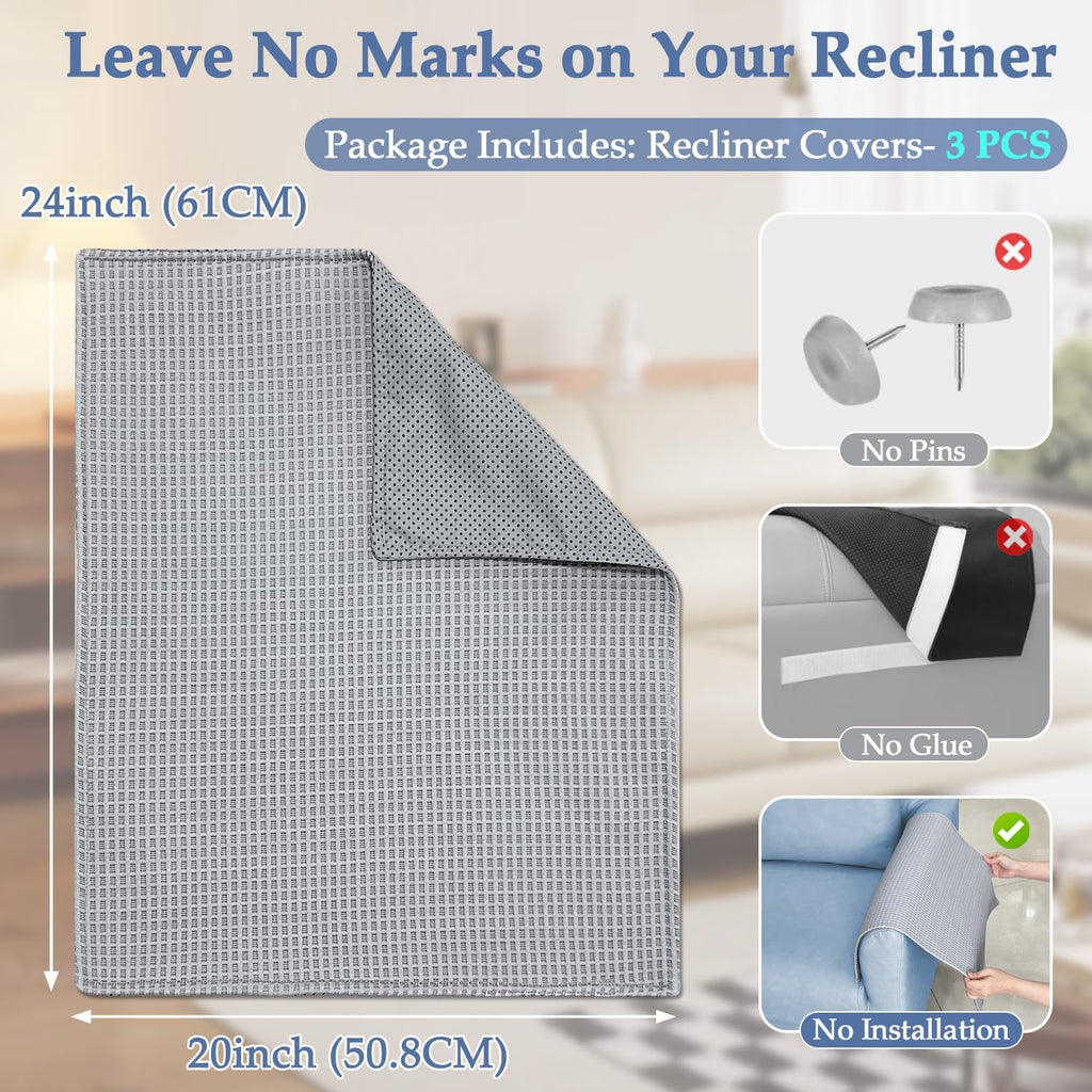 Headrest Covers for Recliners Protector Armrest Covers for Couch Chair Headrest Seat Padded for Sofa Reclining Armchair Cooling Pads Washable Pet Slipcovers Non Slip Furniture Covering - Image 5