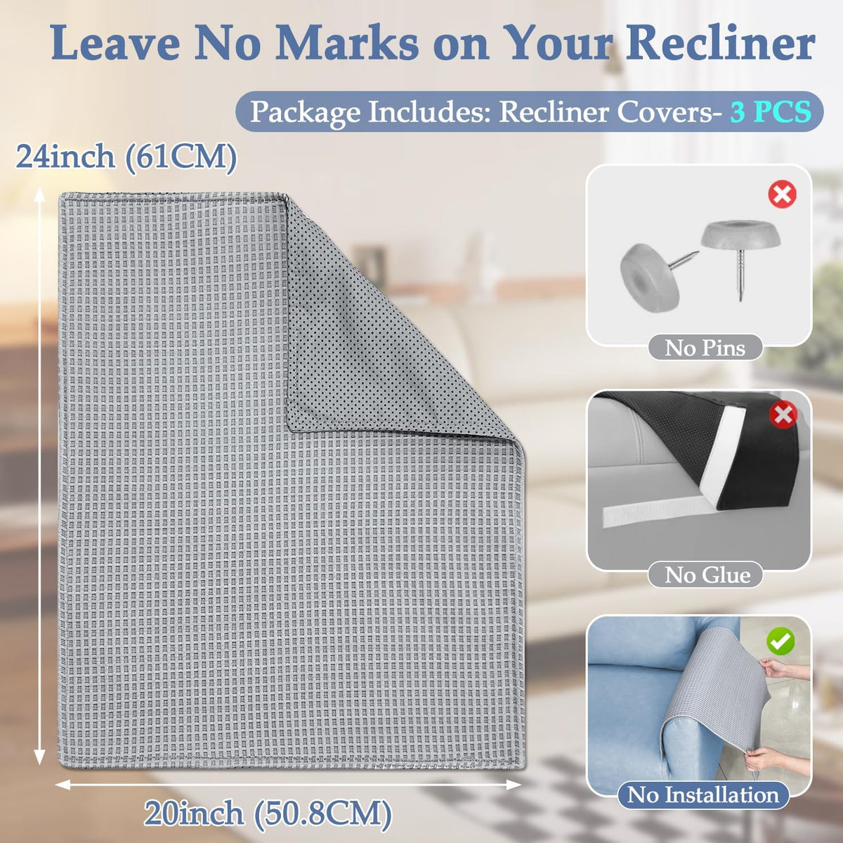 Headrest Covers for Recliners Protector Armrest Covers for Couch Chair Headrest Seat Padded for Sofa Reclining Armchair Cooling Pads Washable Pet Slipcovers Non Slip Furniture Covering - Image 5