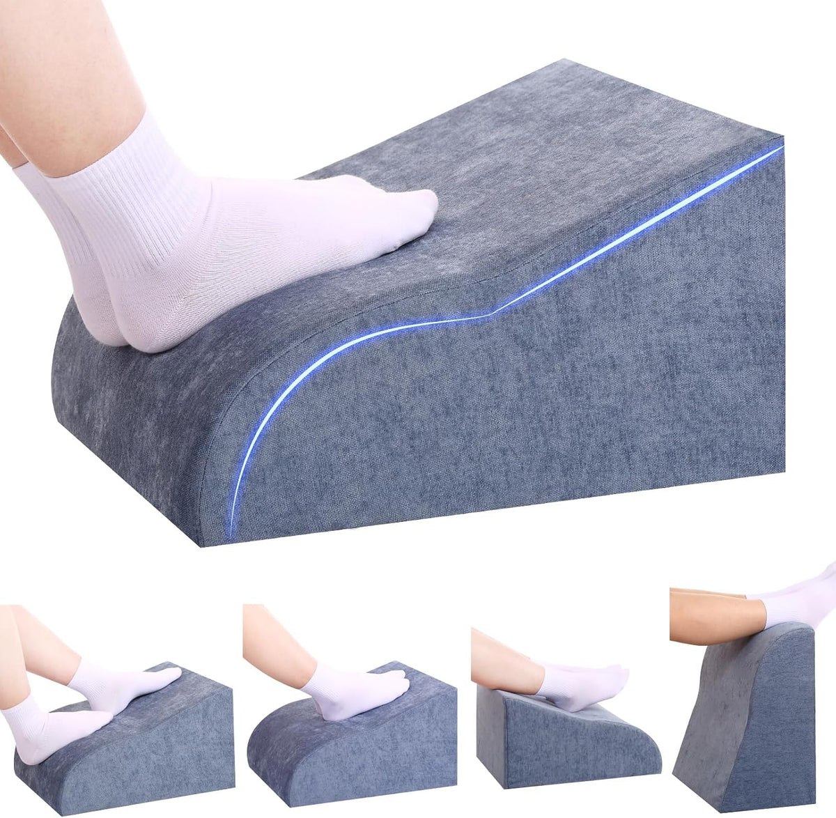 Foot Rest for Under Desk at Work, Ergonomic Under Desk Footrest with Washable Cover for Office, Home & Gaming Leg Elevation Pillow Blue by Opuvidity
