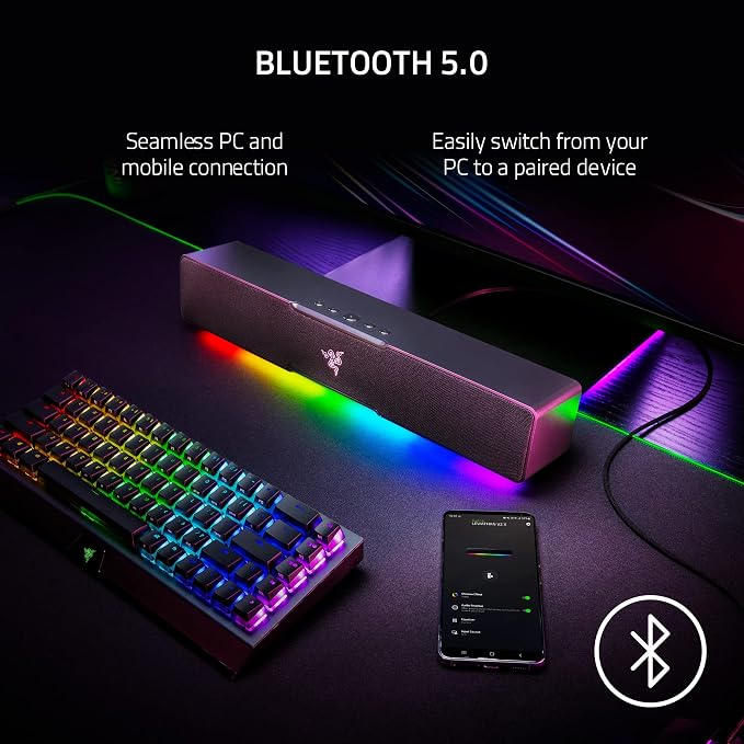 Razer Leviathan V2 X, PC Soundbar with Full-Range Drivers, Black | Compact Design, Chroma RGB, USB-C, Bluetooth 5.0, for PC, Laptop, Smartphones, Tablets & Nintendo Switch - Image 5