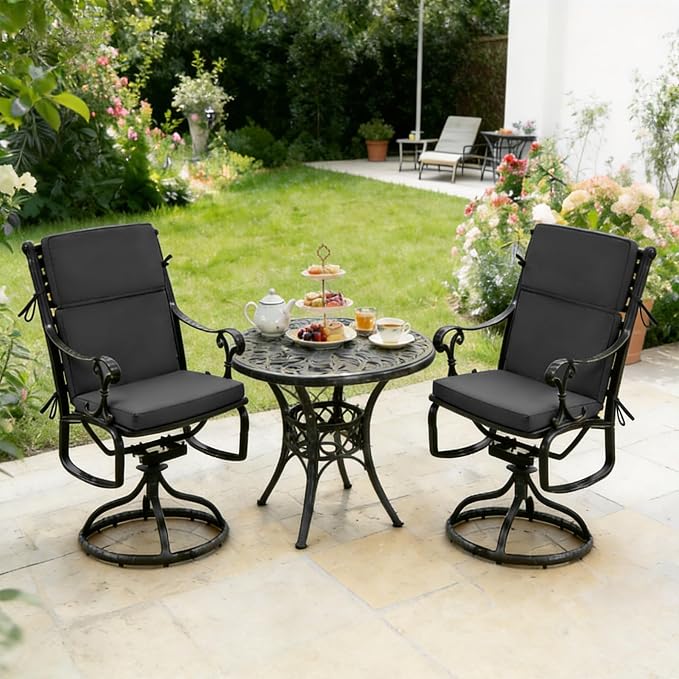 High Back Patio Chair Cushions, 21x20 Waterproof & Fade-Resistant Outdoor Dining Chair Cushions, Indoor/Outdoor High Back Cushion, Seat Pad for Glider and Lawn Chair, Dark Grey - Image 2