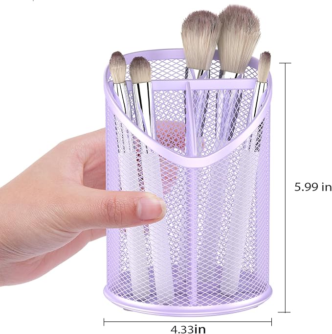Delifox 2 Pack Pen Holder Mesh Round Pencil (Purple) - Image 2