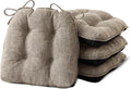 IPYNBAP Chair Cushions for Dining Chairs Set of 4, Kitchen Chair Cushions, Chair Pads with Ties and Non Slip Backing, Tufted Memory Foam Seat Cushion 4 Pack, 18" x 18" x 4", Khaki by IPYNBAP