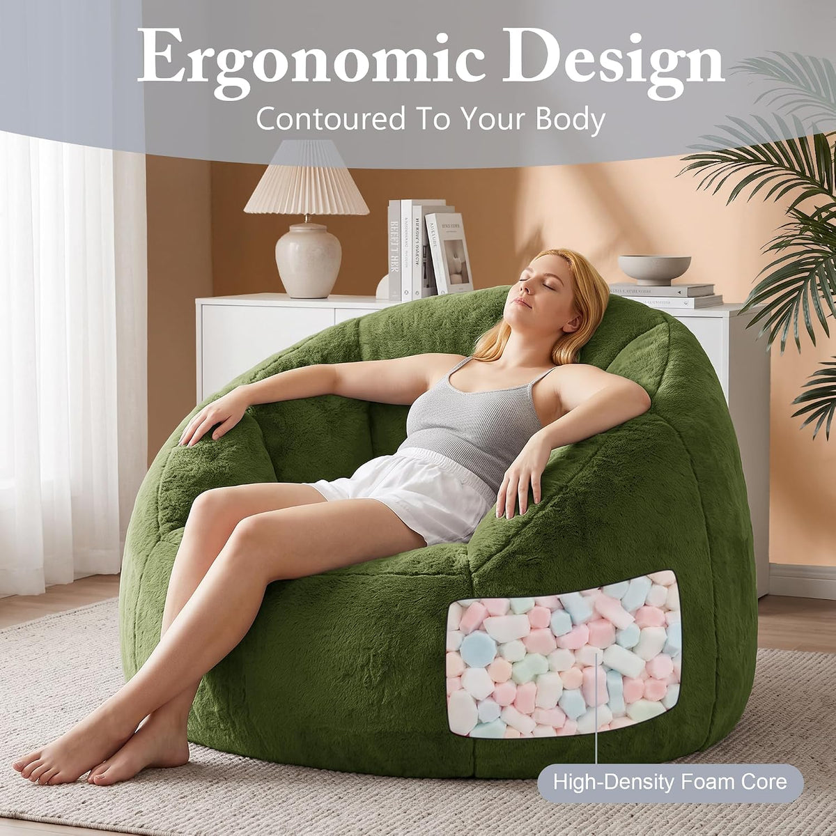 Gericco Giant Bean Bag Chair for Adults, Oversized Shell Shape Bean Bag - Image 5
