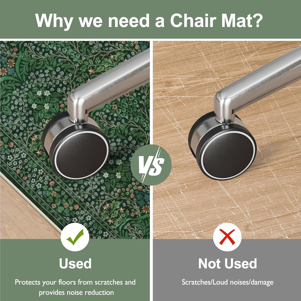 Home Office Chair Mat for Hardwood Floor, 48"x60" Desk Floor Mat for Hard Floors, Under Desk Rug for Rolling Chair, Antil-Sip Large Protector Mat for Office Chair, Easy to Roll - Image 3