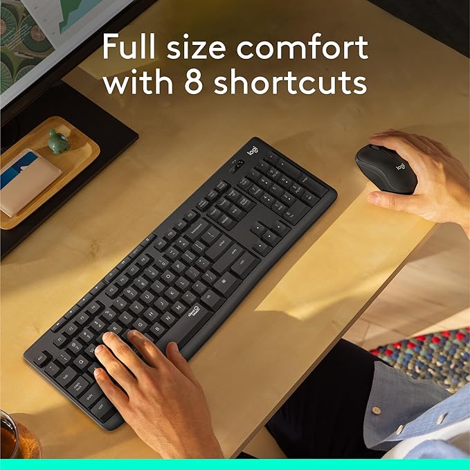 Logitech MK295 Full Size Silent Wireless Keyboard Mouse Combo - Graphite | Full size keyboard with SilentTouch technology, compact ambidextrous mouse with silent click switches, Windows compatible - Image 5