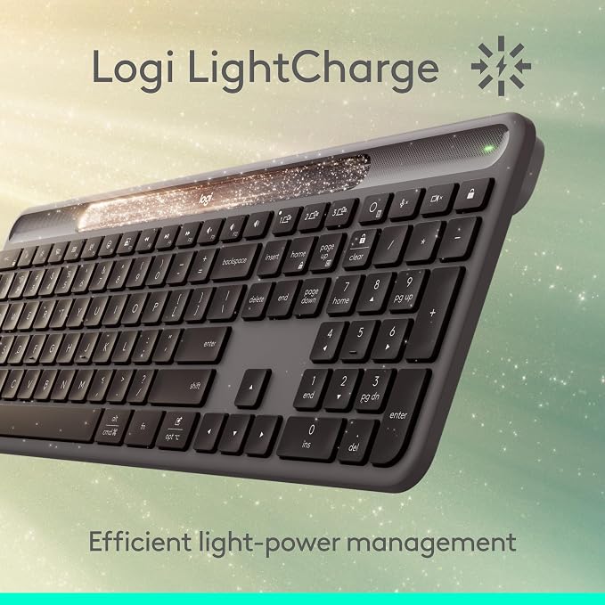 Logitech Signature Slim Solar+ Wireless Bluetooth Keyboard K980 - Graphite | Signature, solar and artificial light powered, up to 10 years battery life, customizable keys - Image 3