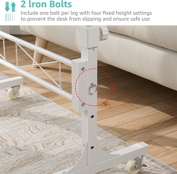 WINAZ Rolling Standing Desk with Wheels, 32" Adjustable Height Small Portable Teacher Desk for Classroom, Mobile Treadmill Walking Pad Table for Laptop, Compact White Home Office Workstation - Image 7