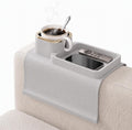 Silicone Recliner Cup Holder, Couch Cup Holder Tray & Armchair Caddy, Weighted Non-Slip Drink Holder for Chairs, Anti-Spill Armrest Beverage Holder for Mugs, Remote & Phone, Beige Grey by Eruidar