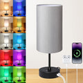 17Inch Table Lamp for Bedroom, Touch Control Bedside Lamp for Reading, 3 CCT & 7 RGB Color Changing, Dimmable Nightstand Lamp for Kids Room Living Room Office, Grey Shade by Unicozin