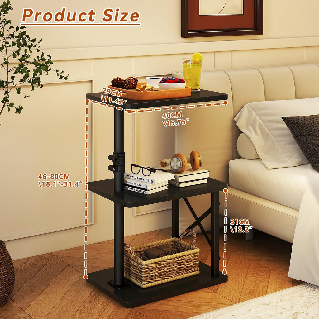 IBUYKE 360° Swivel Height Adjustable C Shaped Side Table,TV Tray Table - Image 5