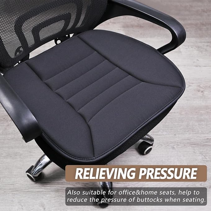 Car Seat Cushion Pad 1.2" Thick Comfort Seat Protector for Car Driver Seat Office Chair Home Use Memory Foam Seat Cushion with Non Slip Bottom, 20'' x 18.5'', Dark Gray - Image 6