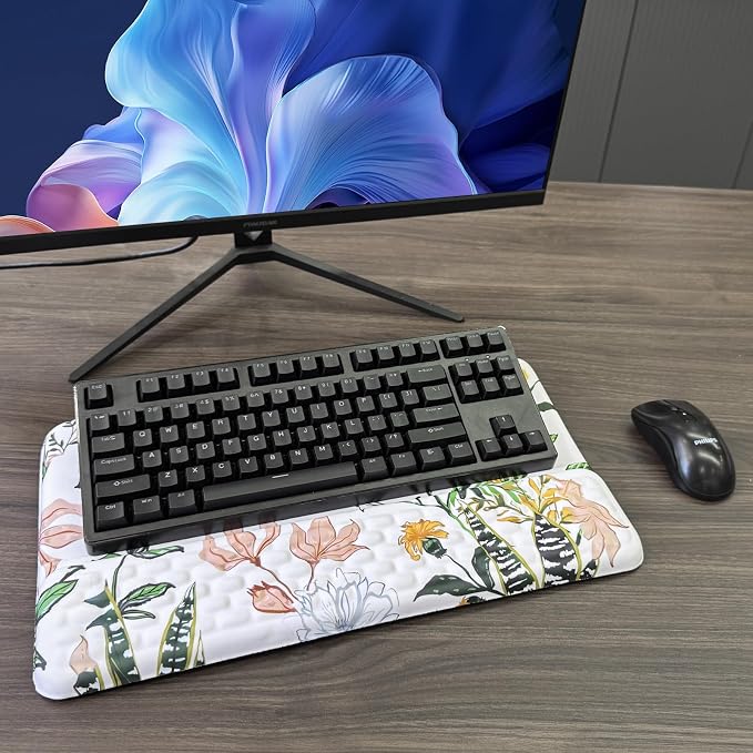Computer Keyboard Stand with Wrist Rest, Ergonomic Tilted Keyboard Holder - Keyboard Riser with Wrist Pad - Keyboard Tray Support for Office Home - Wild Grass - Image 7