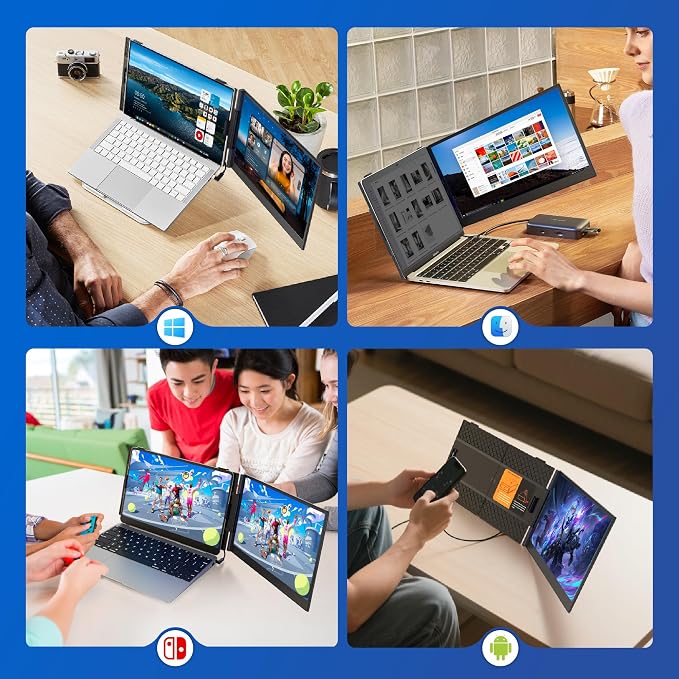 14.2" Laptop Screen Extender, 1.3lbs Ultra-Light Laptop Monitor Extender Dual Screen with 1080P FHD IPS, USB-C/HDMI Plug n Play Portable Monitor for Laptops 13-17" (Win/Mac/Chrome/Android) - Image 8