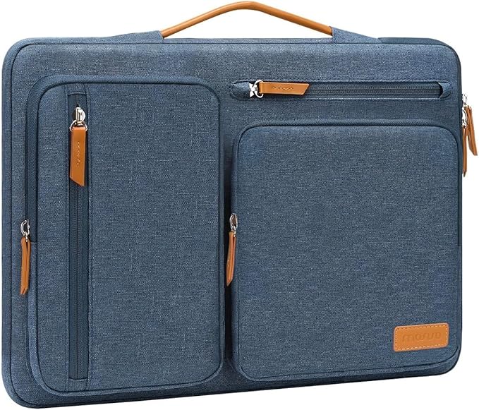 MOSISO 360 Protective Laptop Case 15 inch, 15 inch Laptop Sleeve | Compatible with MacBook Air M5 M4 M3 M2 2026-2023, Dell XPS Plus, Side Open Carrying Case with 4 Zipper Pockets, Haze Blue by MOSISO