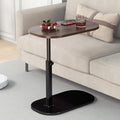 C Shaped Side Table, Adjustable Height C Shaped End Table, 360°Swivel Couch Side Tables that Slide Under, Modern Small Coffee C Table End Table for Sofa/Bed/Bathtub, Rotating Tabletop (Walnut) by TRUNYAQI