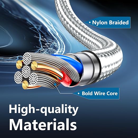 USB C to USB C Cable, 3 Pack 6ft Type C Fast Charger Cord (Silver) | Nylon Braided High-Speed Data Transfer Wire for iPhone 17/16/15 Plus/Pro Max iPad Air Ps5 Controller Samsung Galaxy - Image 4