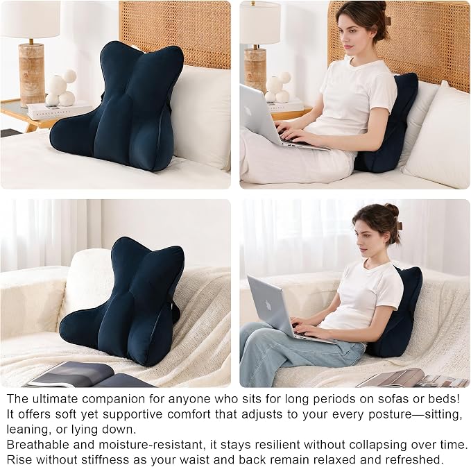 Lumbar Support Pillow(Pat. Pend) – Multi-Functional Ergonomic Back Cushion for Office Chair, Car Seat & Sofa, Reading Pillow with Firm Multi-Zone Support to Relieve Lower Back Pain,Teal Blue - Image 5