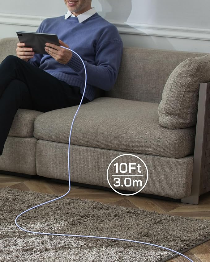 20W Fast Charger for iPhone 14/13/12 [3-Pack, MFi Certified] | USB-C PD power adapter with 10Ft cable, compatible with iPhone 14/13/12/11/Pro Max/Pro/Plus/Mini, iPad & more - Purple - Image 5