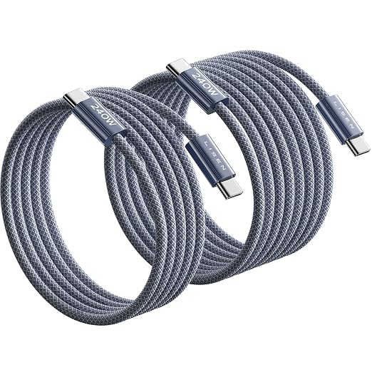 LISEN for Apple iPad Charger Fast Charging 240W USB C Cable for iPad Pro 13/12.9/11 inch, A16/10th Generation, iPad Air 11/13 inch/5th/4th, iPad mini 6th/7th, 6.6ft+10ft/2 Pack/Midnight | For iPad Pro 13/12.9/11 inch, A16/10th Generation, iPad Air 11/1... by Lisen