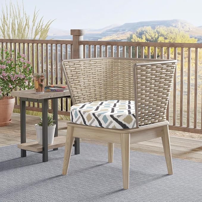 idee-home Outdoor Chair Cushions Set of 2, 17" x 17" D-Shaped | Thick Outdoor Seat Cushions Waterproof Patio Furniture with Ties Dining Pads - Image 7