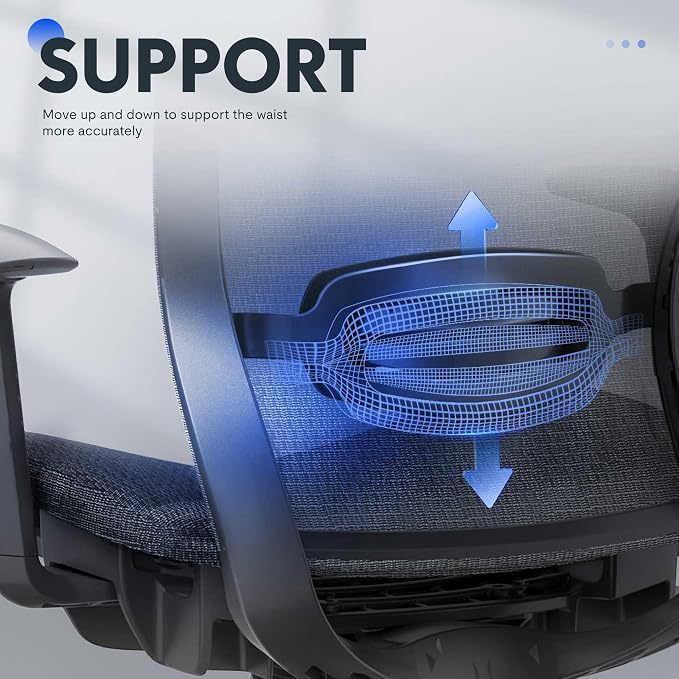 FLEXISPOT OC3 Air-F Ergonomic Office Chair with Footrest, Mesh Back Computer Chair, Home Office Desk Chairs, with Adjustable Lumbar Support/2D Headrest/Reliable Base, Black - Image 7