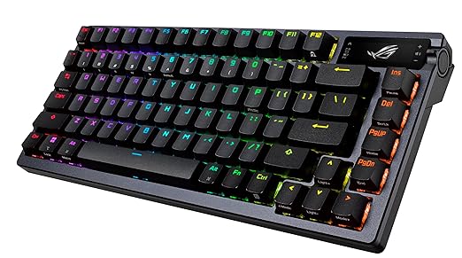 ASUS ROG Azoth Wireless Mechanical Gaming Keyboard – 75% TKL, Tri-Mode Connectivity, Hot Swappable Pre-lubed ROG NX Storm Clicky Switches, PBT Keycaps, RGB, OLED Display, PC/Mac Support - Black - Image 7