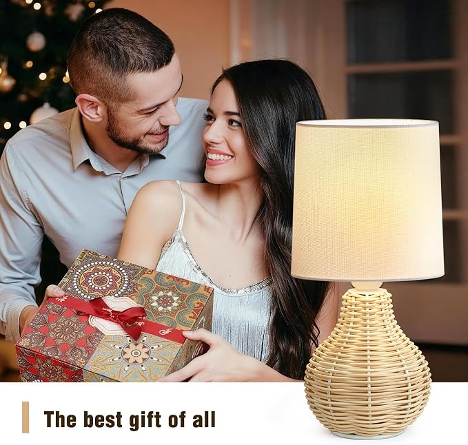 EJIAXIN Rattan Table Lamp Boho Lamps Set of 2-12.5" Mini Farmhouse Wicker Light Rustic End Table Decorative Small Lamps for Small Spaces Bedroom Nightstand Living Room Reading Desk Side Table Lamp - Image 6