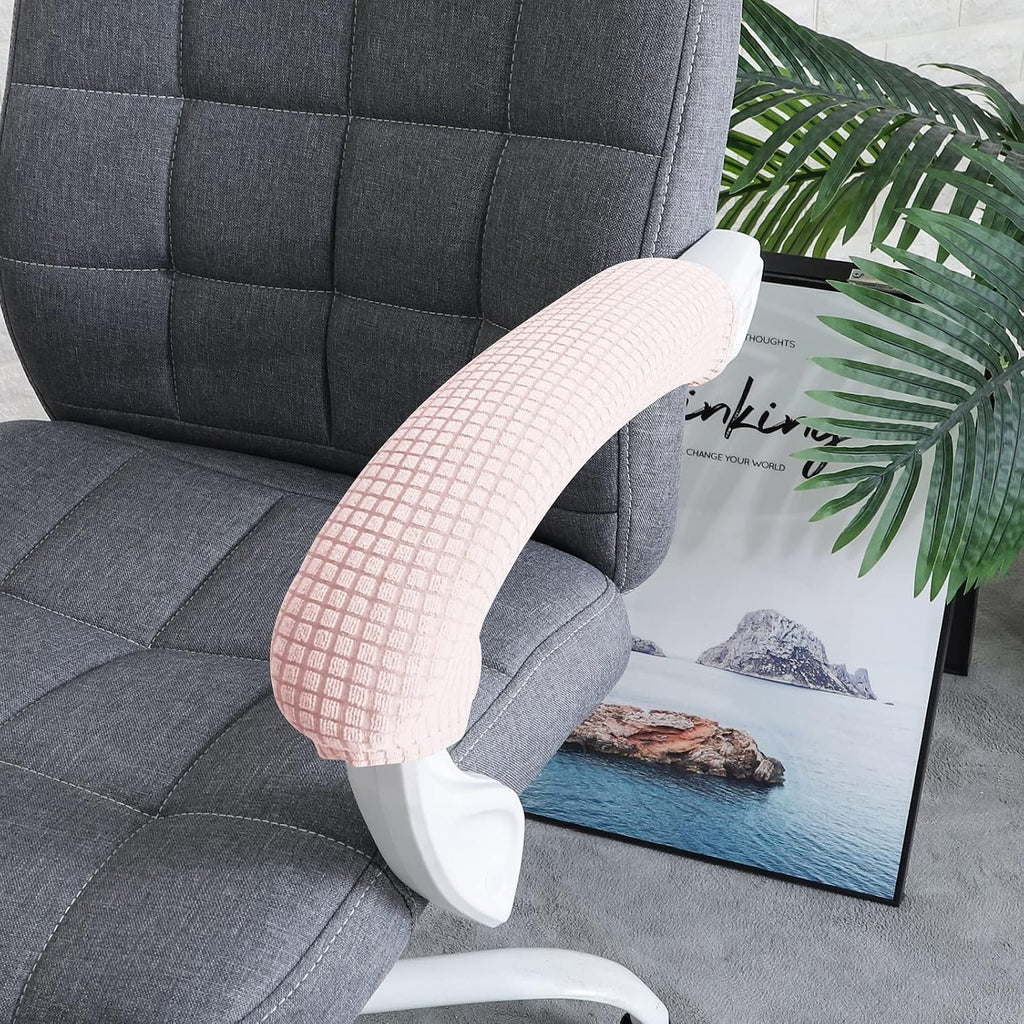 FORCHEER Office Chair Armrest Cover Stretchable Water Resistant Spandex Stretch Jacquard Computer Office Chair Arm Covers Chair Slipcover for Desk Chairs Arm 2P-Pink - Image 4