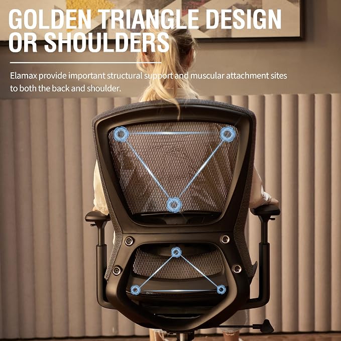 T96 Mesh Office Chair,Ergonomic Computer Desk Chair,Sturdy Task Chair- Adjustable Lumbar Support & Armrests,Tilt Function,Comfort Wide Seat,Swivel Home Office Chair - Image 5