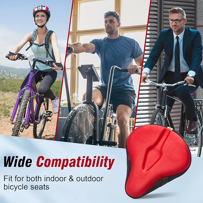 Zacro Bike Seat Cushion - Gel Padded Bike Seat Cover for Men Women Comfort, Extra Soft Exercise Bicycle Seat Compatible with Peloton, Outdoor & Indoor Bike Saddles - Image 6