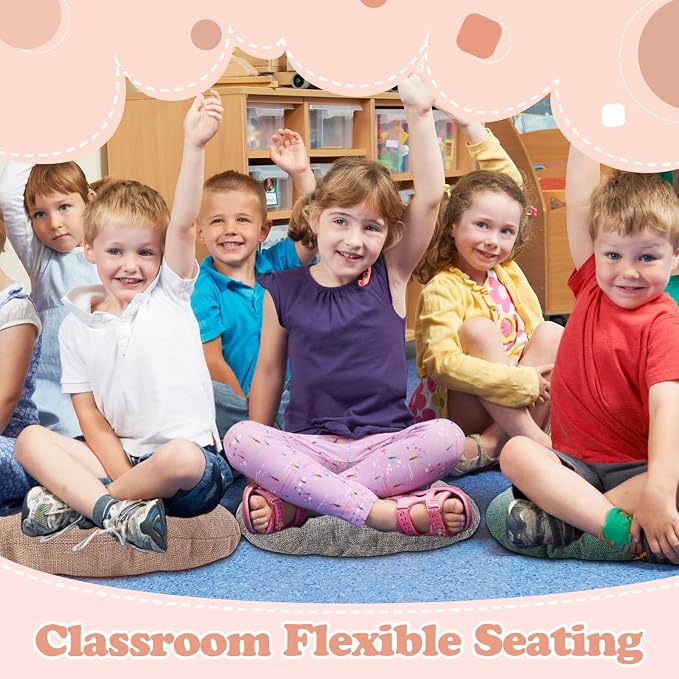 Fumete 8 Pcs Round Floor Cushions for Classroom Kids,Cloudy Pastel | 16 Inch Diameter, Students Flexible Seating Pillows, Home Daycare School Reading Yoga Meditation, Soft Cushioned - Image 5