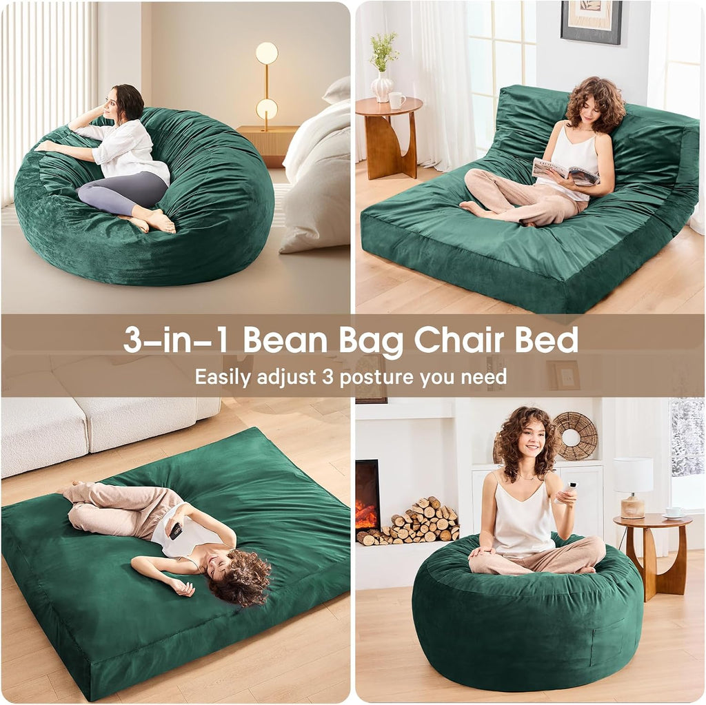 Bean Bag Chairs for Adults - Giant Bean Bag Convertible Floor Sofa - Image 7