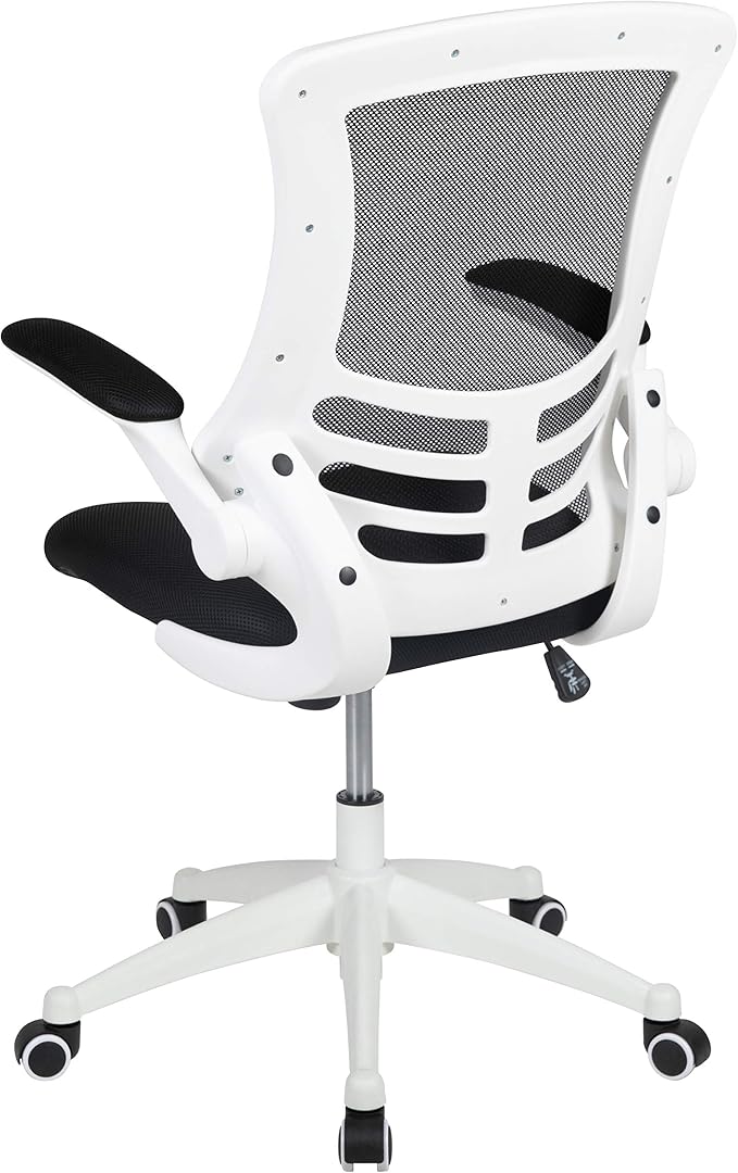Flash Furniture Kelista Office Chair, Ergonomic, Mid-Back, White Frame, Black Mesh with Swivel | White Frame, Mid-Back, Flip-Up Arms, Mesh Back - Image 9