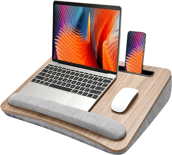HUANUO Laptop Lap Desk - Portable Lap Desk with Pillow Cushion, Fits up to 17 inch Laptop, with Anti-Slip Strip & Storage Function for Home Office Students Use as Computer Laptop Stand, Book Tablet by HUANUO