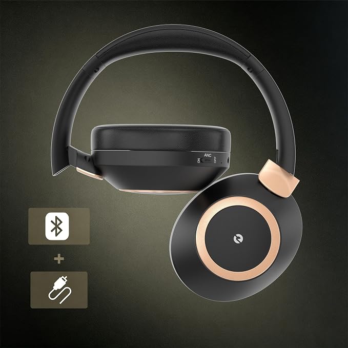 Active Noise Cancelling Headphones, 100H Playtime Headphones Wireless Bluetooth, Bluetooth Headphone with Mic, Over Ear Wireless Headphone with Deep Bass,Fast Charging for Travel - Image 3