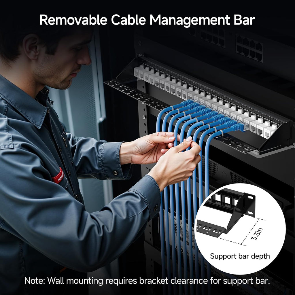 Cable Matters 1U 24 Port Keystone Patch Panel with Cable Management - Image 2