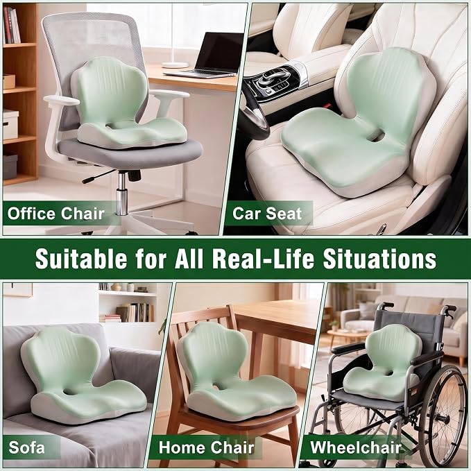 Car Seat Cushion Office Chair Cushion with Lumbar Support Pillow | Ergonomic Seat Cushion for Relieve Sciatica & Tailbone Pain, Ideal for Car Driving Truck Office Chairs Wheelchairs Home Use - Image 7