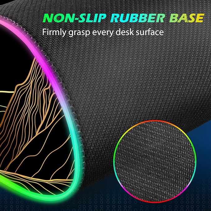 ToLuLu RGB Wireless Charging Gaming Mouse Pad, 7.5/10/15W 10 Light Modes LED Mouse Pad Computer Keyboard Mat Mousepad, 800x300x4MM Extended Large Desk Mat Desk Pad, Sun Shines Over Golden Mountain - Image 5