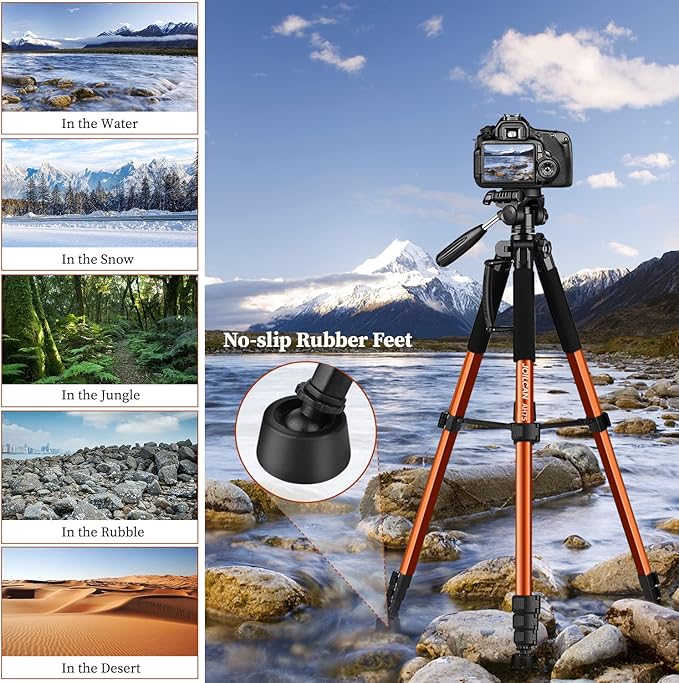 JOILCAN 74" Tripod for Camera Cell Phone Video Photography | Heavy Duty Tall Cameras Tripod Stand, Professional Travel DSLR Tripods, Compatible with Canon iPhone, Max Load 15 LB - Image 6
