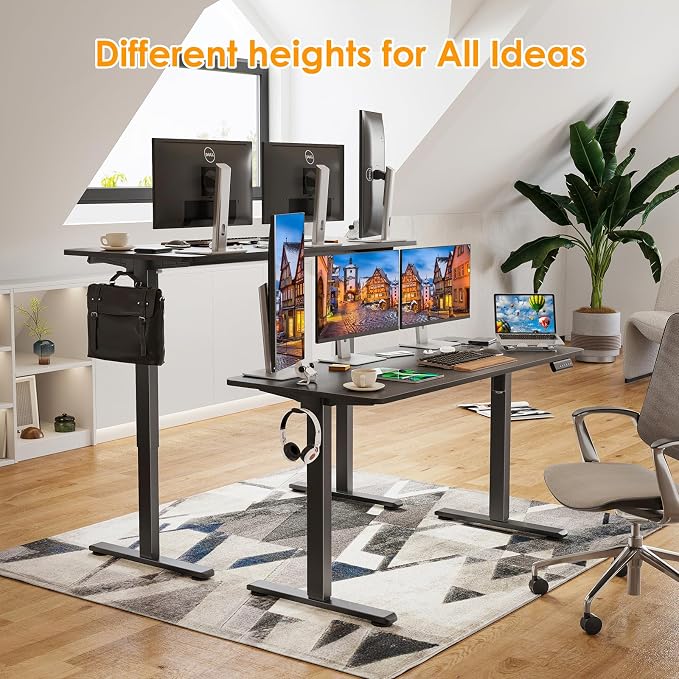 Electric Standing Desk Adjustable Height Sit Stand Home Office Desk with Splice Board - Image 4