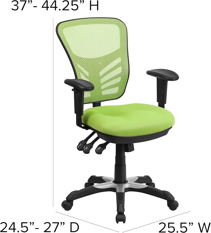 Flash Furniture Mid-Back Green Mesh Multifunction Executive Swivel Ergonomic Office Chair with Adjustable Arms - Image 3