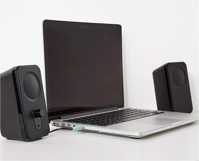 Amazon Basics AC-Powered Computer Speakers for Desktop or Laptop PC with Volume Control, Headphone Jack, Black (US Version) - Image 8
